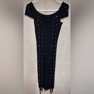 Guess-Black Knit-Lace-Up Front Sweater-Dress-Size Small-NWT